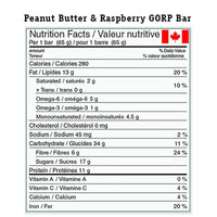 Peanut Butter & Raspberry GORP Bar Nutrition Facts